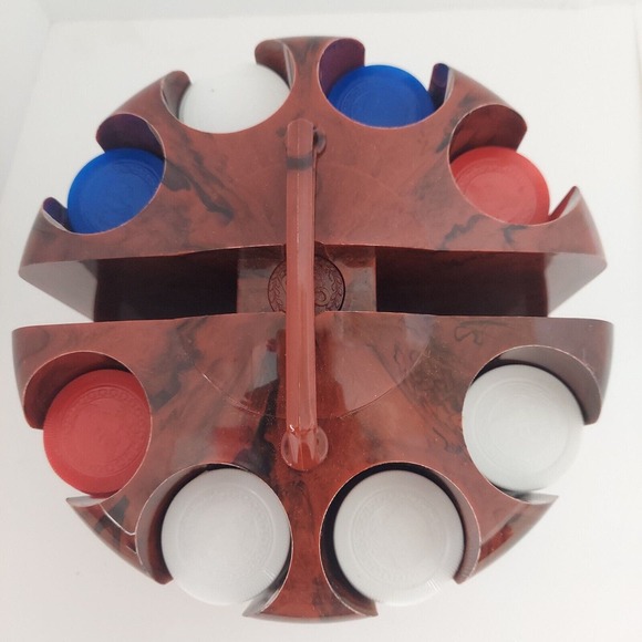 VTG Poker Caddy Bakelite Brown Black Swirled Poker Chip Chips Holder Rotating US - Picture 5 of 13